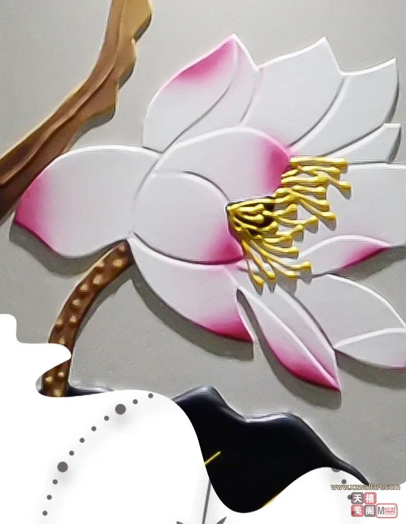 荷花 单幅 装饰画 轻奢风 客厅背景墙挂画 晶瓷画