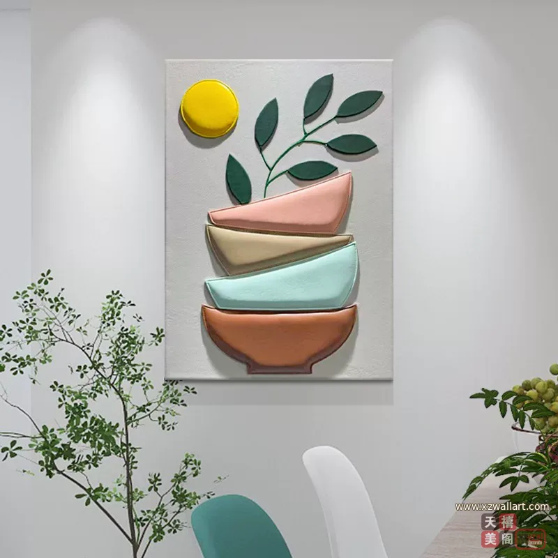 抽象 单幅 装饰画 轻奢风 餐厅背景墙挂画 晶瓷画