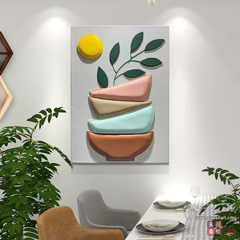 抽象 单幅 装饰画 轻奢风 餐厅背景墙挂画 晶瓷画