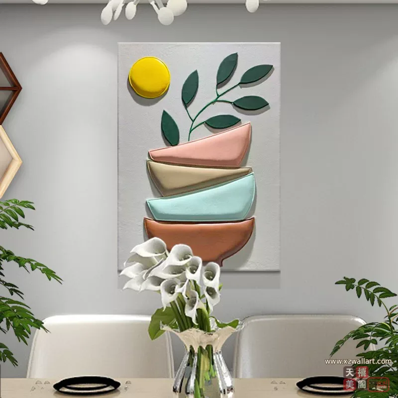 抽象 单幅 装饰画 轻奢风 餐厅背景墙挂画 晶瓷画