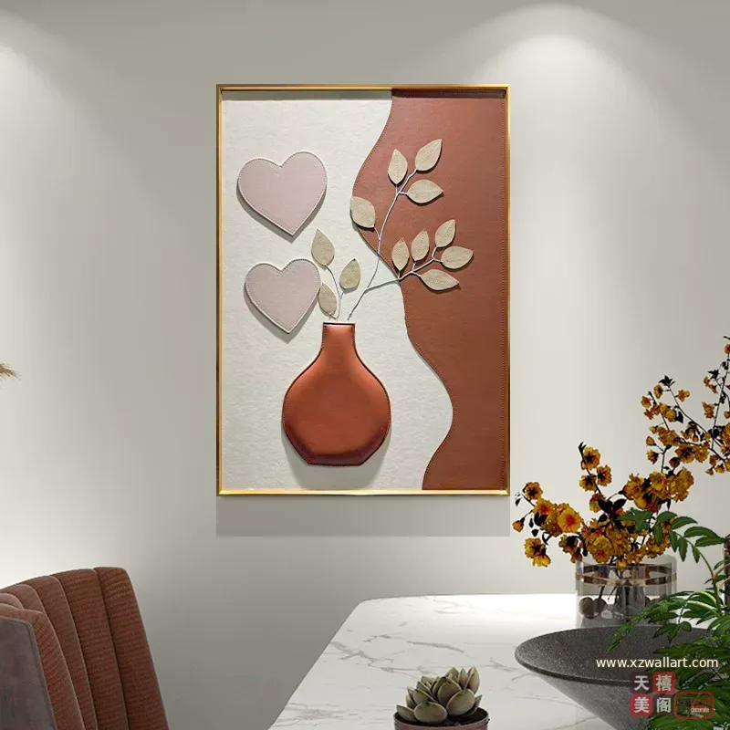 抽象 单幅 装饰画 轻奢风 餐厅背景墙挂画 晶瓷画