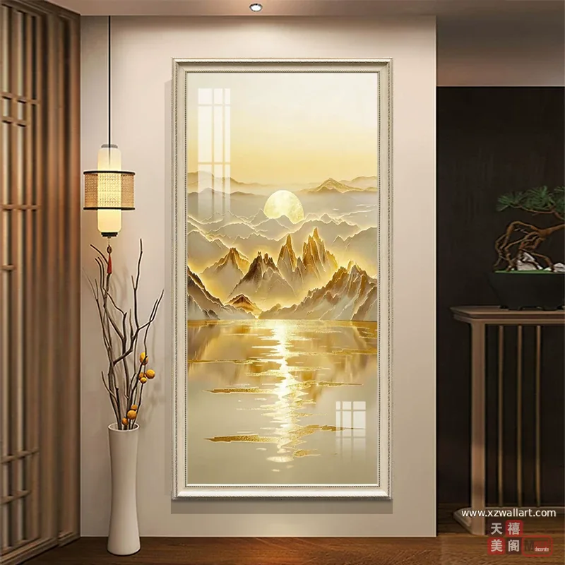 山水 单幅 装饰画 欧式 玄关背景墙挂画 晶瓷画