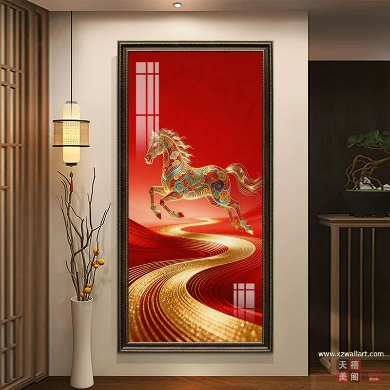 马 单幅 装饰画 现代简约 玄关背景墙挂画 晶瓷画