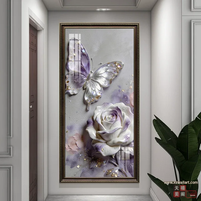 花 单幅 装饰画 轻奢风 玄关背景墙挂画 晶瓷画
