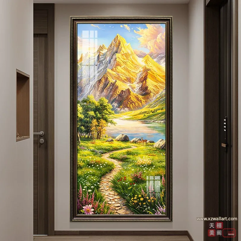 山水 单幅 装饰画 欧式 玄关背景墙挂画 晶瓷画