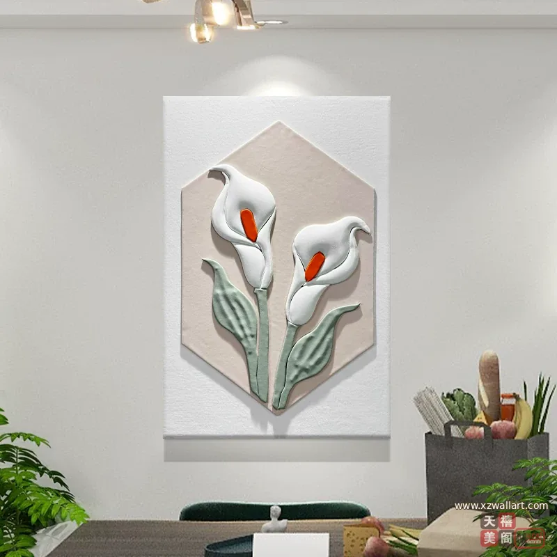 花 单幅 装饰画 奶油风 餐厅背景墙挂画 晶瓷画