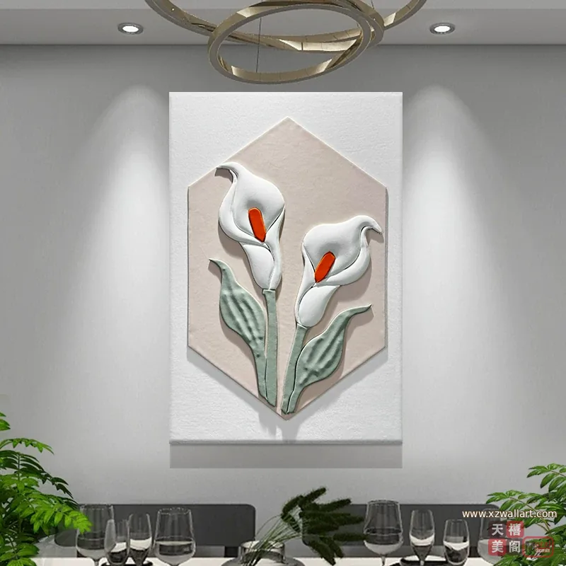 花 单幅 装饰画 奶油风 餐厅背景墙挂画 晶瓷画