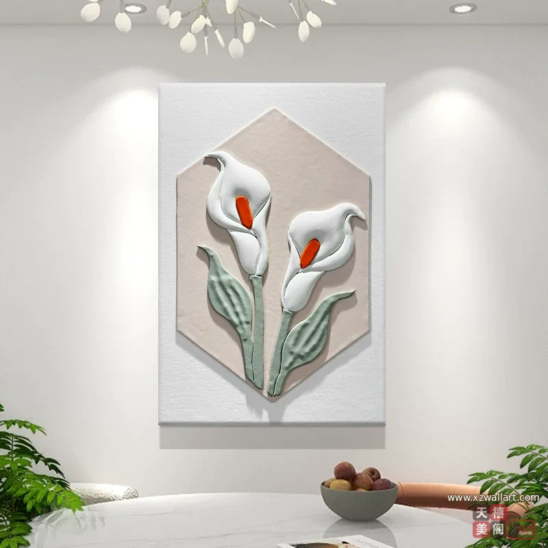 花 单幅 装饰画 奶油风 餐厅背景墙挂画 晶瓷画