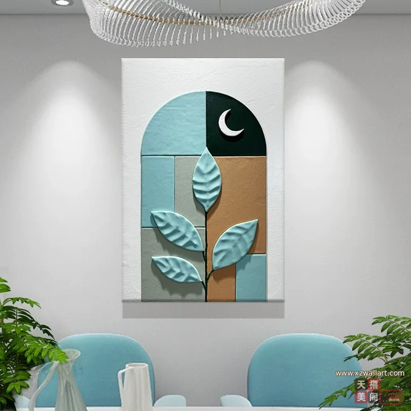 抽象 单幅 装饰画 轻奢风 餐厅背景墙挂画 晶瓷画