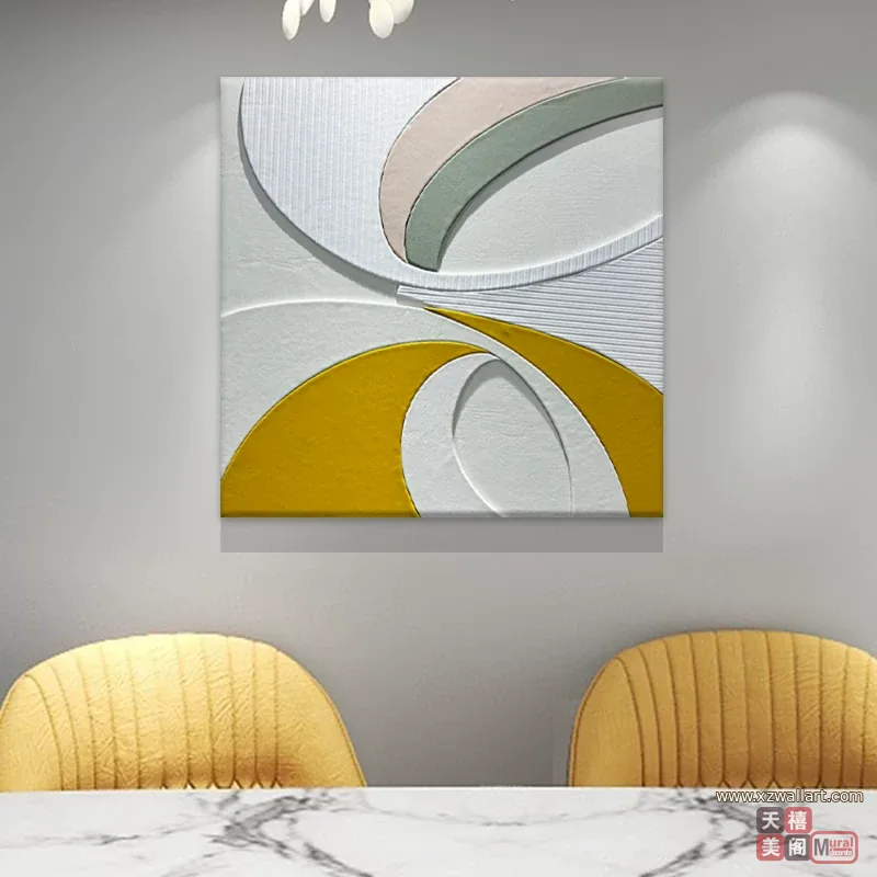 抽象 单幅 装饰画 轻奢风 餐厅背景墙挂画 晶瓷画