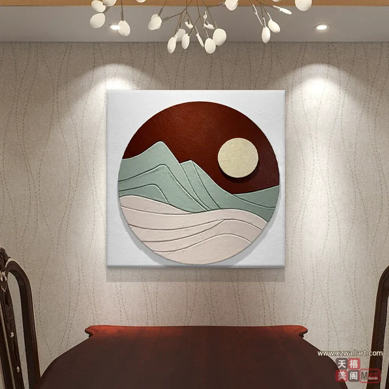 抽象 单幅 装饰画 轻奢风 餐厅背景墙挂画 晶瓷画