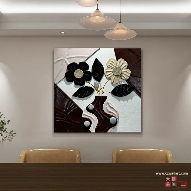 抽象 单幅 装饰画 轻奢风 餐厅背景墙挂画 晶瓷画