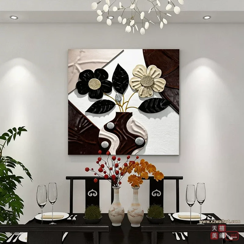 抽象 单幅 装饰画 轻奢风 餐厅背景墙挂画 晶瓷画