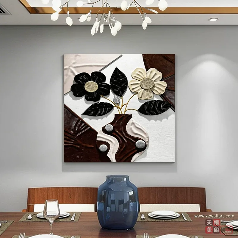 抽象 单幅 装饰画 轻奢风 餐厅背景墙挂画 晶瓷画