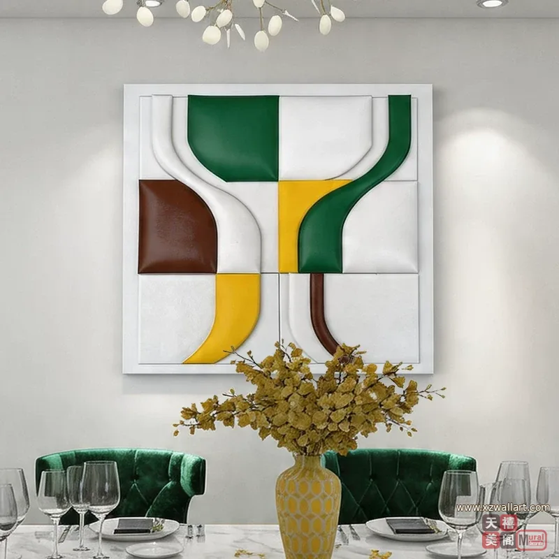 抽象 单幅 装饰画 轻奢风 餐厅背景墙挂画 晶瓷画