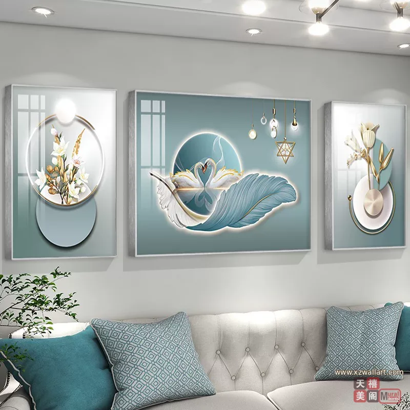 抽象 单幅 装饰画 奶油风 客厅背景墙挂画 晶瓷画