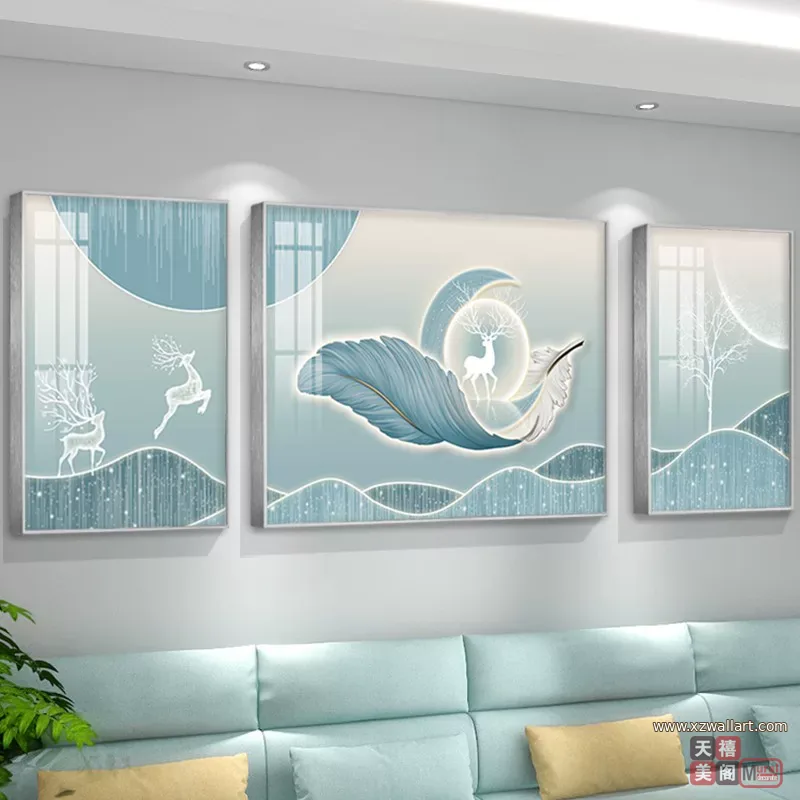 抽象 单幅 装饰画 奶油风 客厅背景墙挂画 晶瓷画