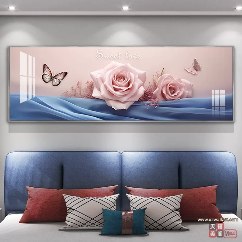 抽象 单幅 装饰画 北欧风 卧室背景墙挂画 晶瓷画