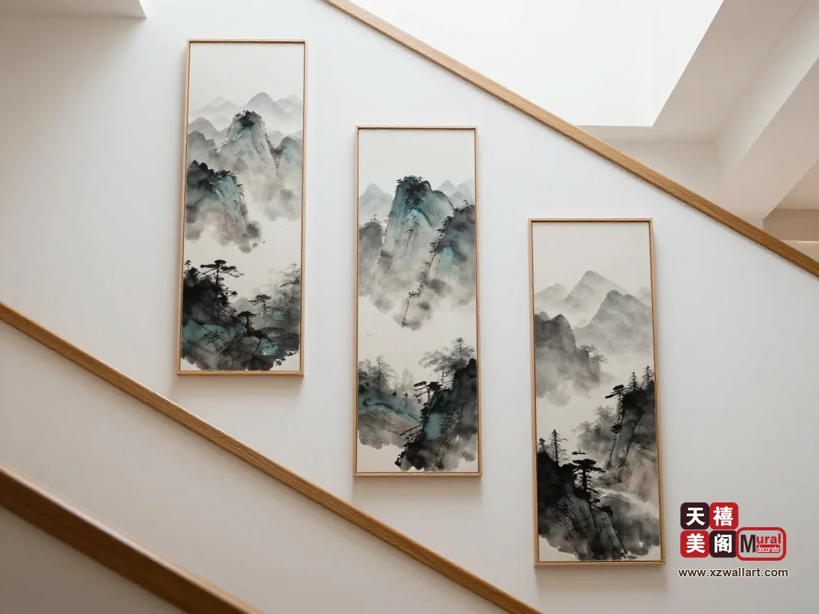 禅意水墨走廊与楼梯怎么排？纵向留白与连续节奏