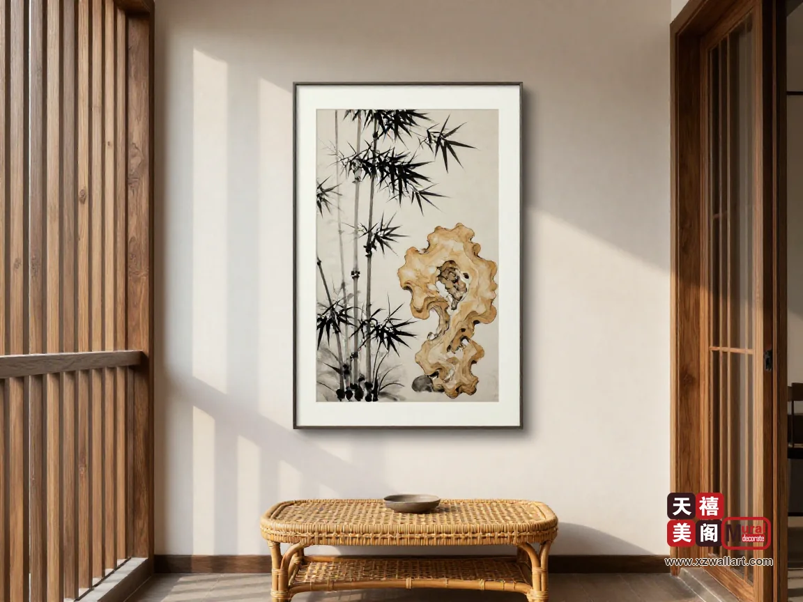 新中式阳台挂画怎么选？木格、竹影与日晒的耐候