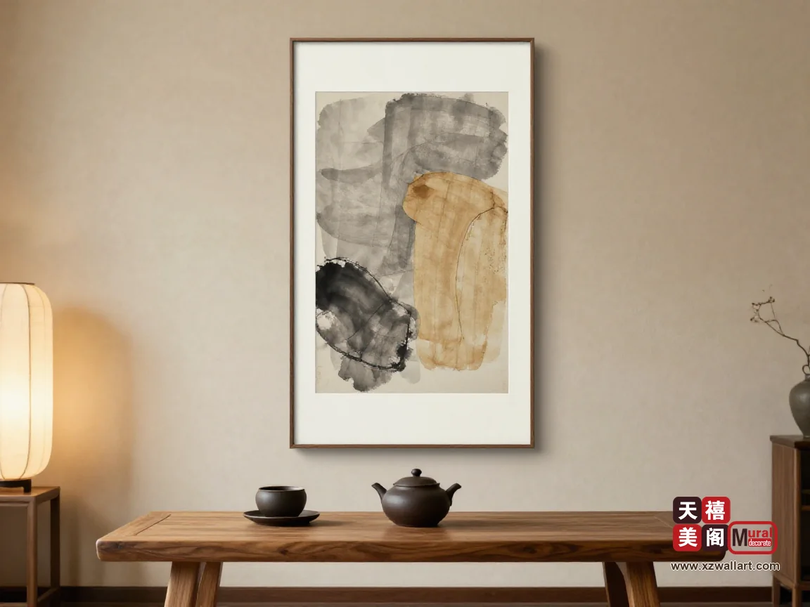 水墨挂进茶室，先定墨色深浅再定尺幅：茶汤、器物与画面浓淡的三段对位