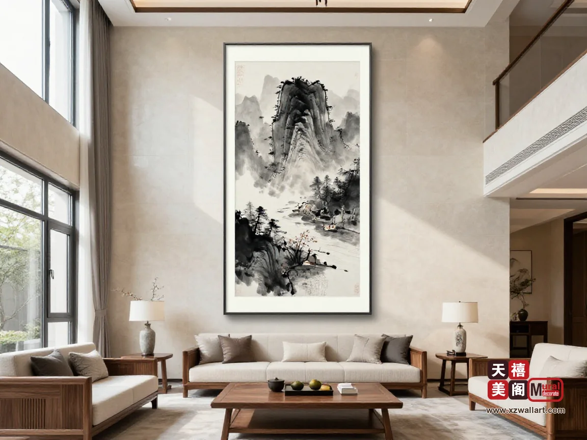 复式挑空墙上的新中式怎么落笔？通高立轴分段、平台视线与承重核算
