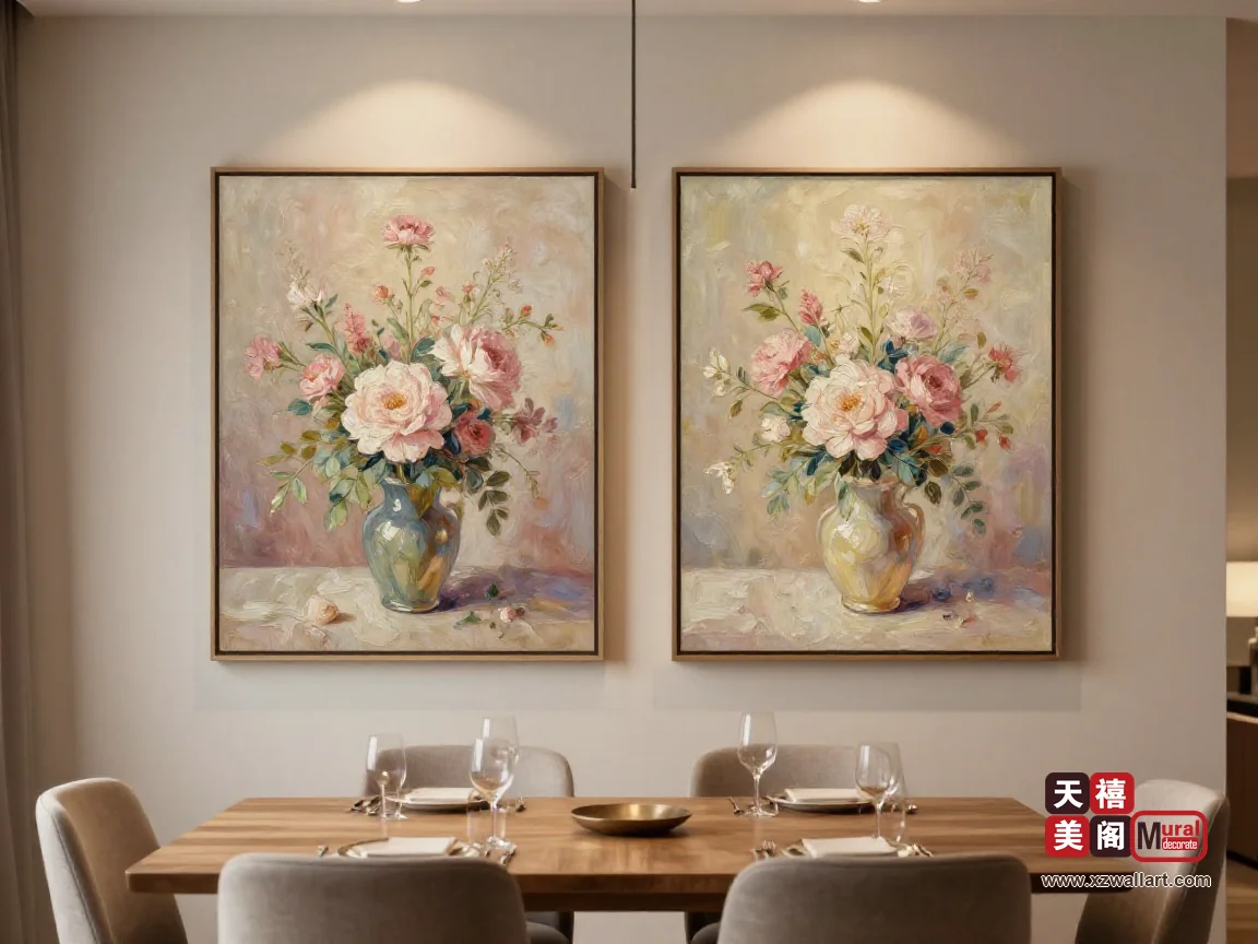 工业风餐厅挂画选什么颜色？暖光下的画面呈现、吊灯避让与框色搭配