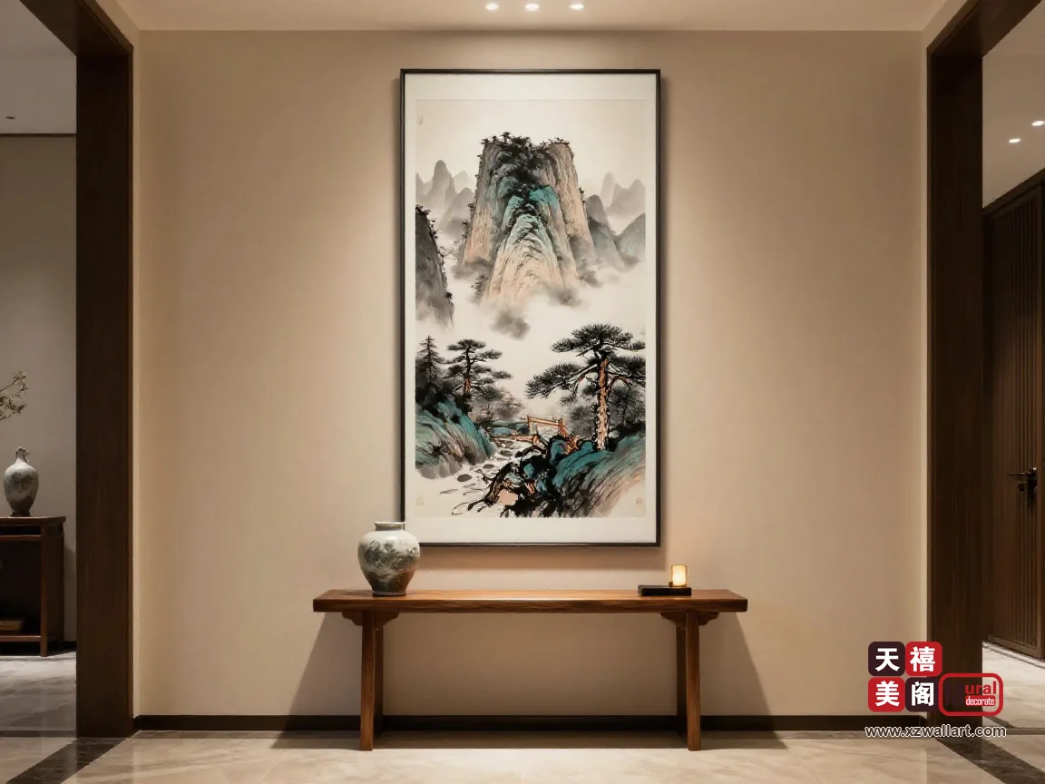 侘寂风玄关挂画怎么选？素色肌理、留白与尺度的处理