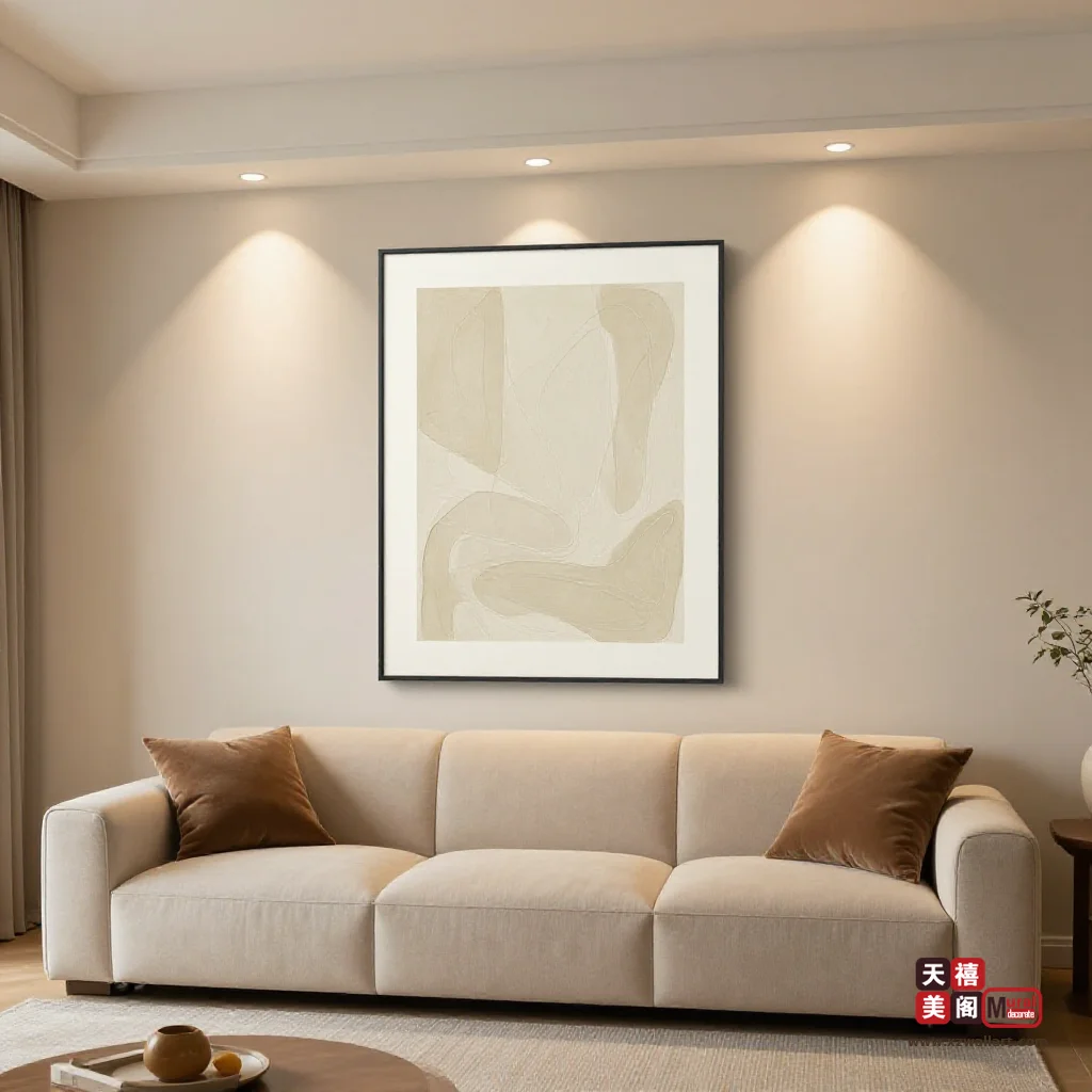 奶油风客厅挂画怎么选？先解决画面比墙还浅和元素过密这两个极端