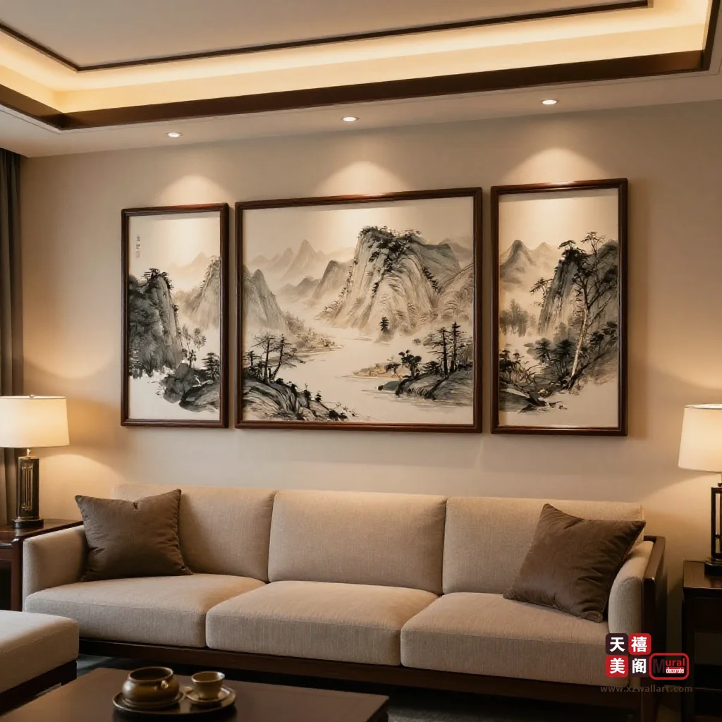奶油风客厅挂画怎么选？沙发墙尺寸比例、色阶与画框搭配全解