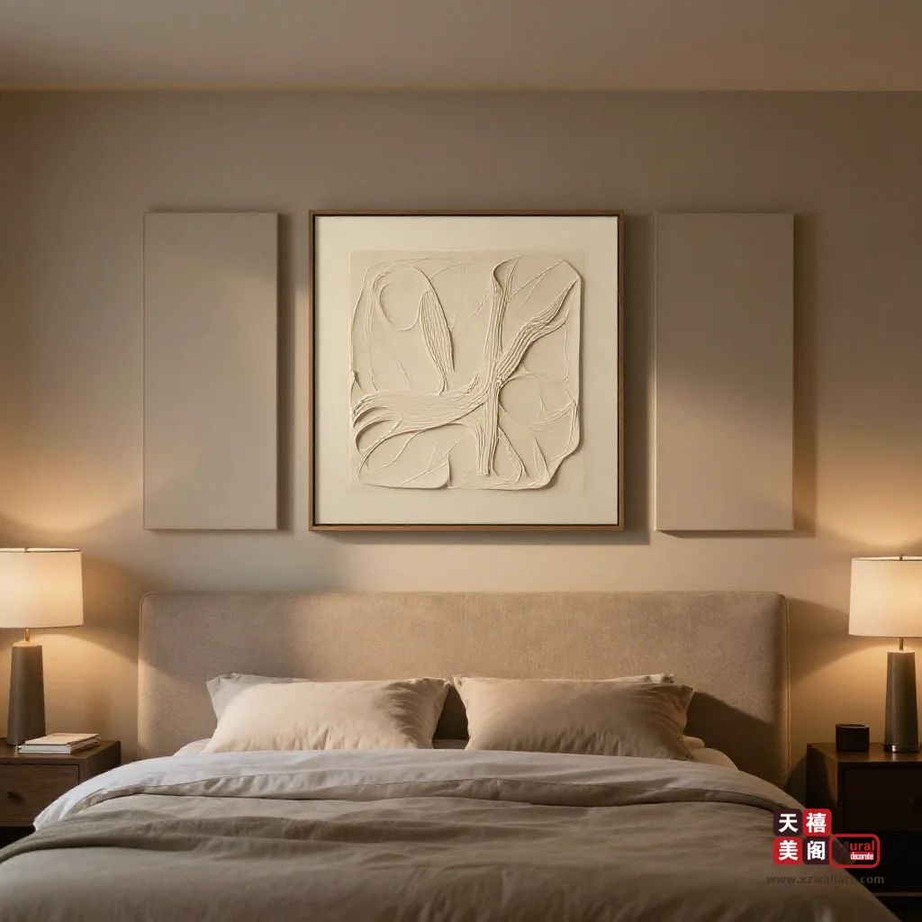 卧室床头挂画怎么选才真的助眠？画心高度、画面刺激度与躺视角度的算法