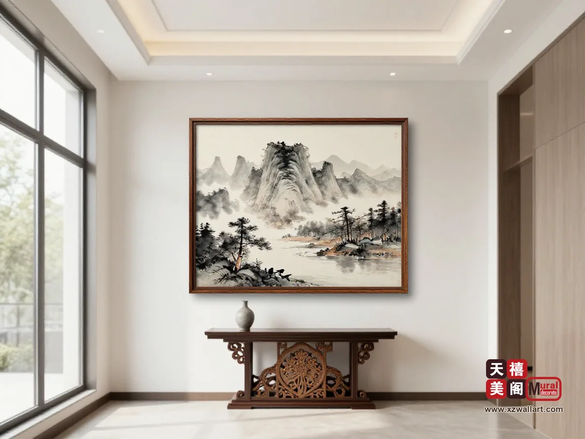 玄关精雕画怎么配？端景、题材与灯光的分寸